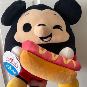 Disney Mickey Mouse Plush with Hot Dog - Black, Red, Yellow